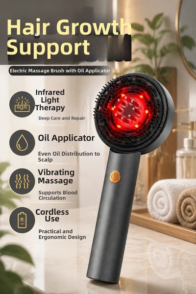 canrodi Red Light Assisted Electric Hair Massage Comb with Oil Reservoir 3D 7...