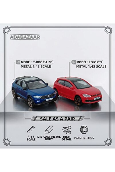 Burago مجموعة سيارات معدنية بمقياس 1:43 - مجموعة سيارات مزدوجة من طراز VW T-R...