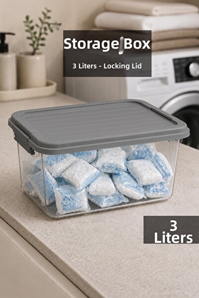 Meleni Home 3 Liter Multi-Purpose Organizer - Elora Lock Lid Tablet Powder De...