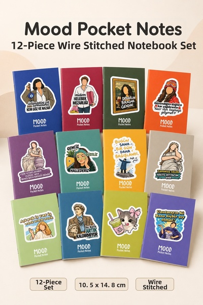 Copyrite 12-Piece Mood Pocket Notes Set |   24 Sheets of A6 |   School, Daily...
