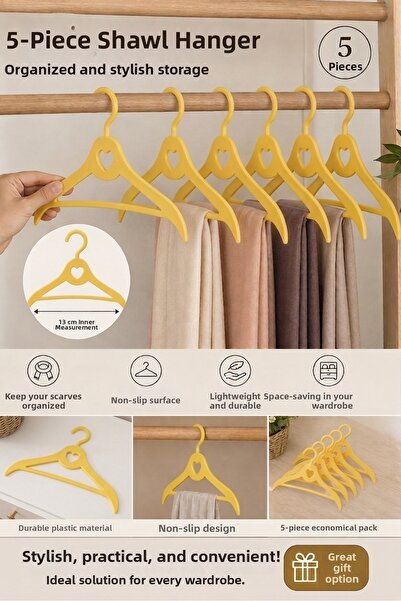Nünüco atelier Pack of 5 Shawl Hangers Non-Slip Surface Closet Organizer Mult...