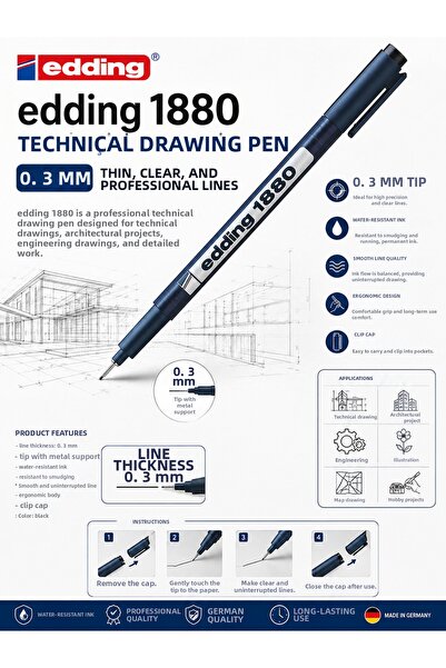 Edding 1880 Technical Drawing Pencil 0.3 mm Black