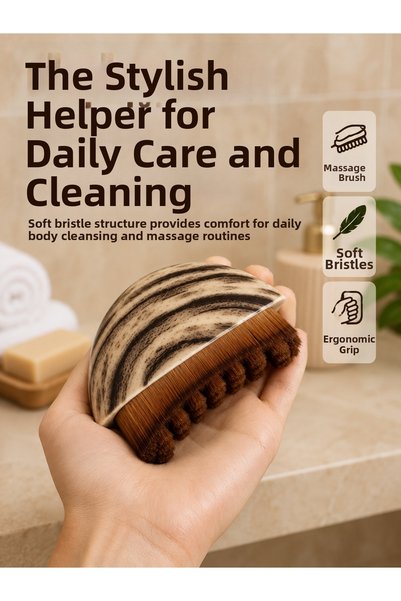 BŞK VİRGO Bath Massage Brush Soft Bristled Ergonomic Body Cleaning Brush