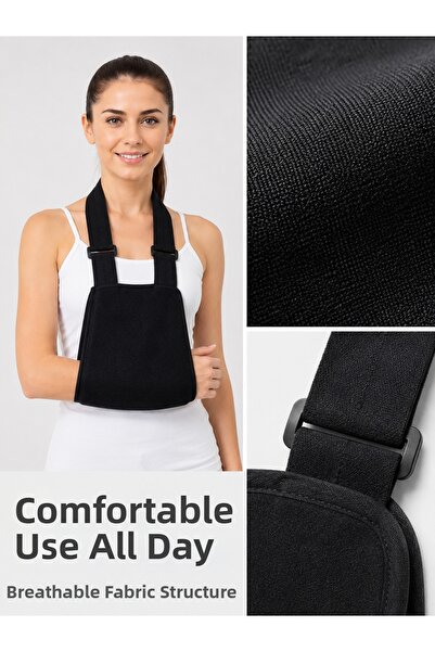 BŞK VİRGO Orthopedic Arm Sling Adjustable Neck Strap Arm Support Device Black