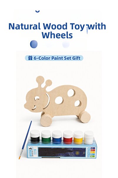 212toyzz Wooden Ladybug Toy Natural Handmade Paintable Educational Toy + 6-Pi...