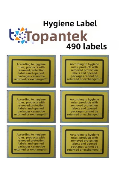 TOPTANTEK Hygiene Label Protection Tape Safety Label 490 Pieces Yellow Color