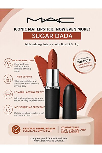M.A.C M·A·Cximal Silky Matte Lipstick 3.5 g – Moisturizing, Intensely Pigment...