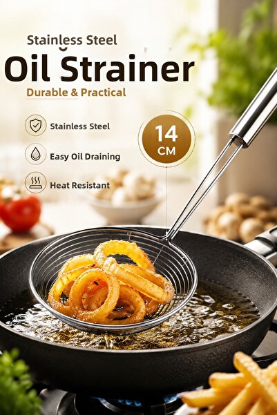 House Bird Stainless Steel Oil Strainer 14 cm Metal Frying Strainer Durable E...