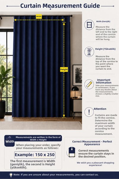 SHY TEKSTİL Navy Blue Velvet Textured Adafon Background Curtain, Stylish Appearance, Soft Texture, Cornice-Compatible Decorative Living Room Curtain