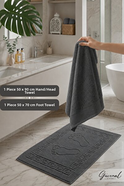 Güvenal Since |   Set of 2 Hand Towels & Foot Towels |   50X90 cm Hand/Head T...