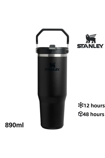 Stanley The Iceflow Flip Straw Thermos Cup with Straw 0.89 Lt Flask Black