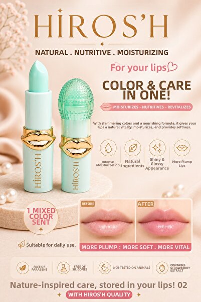 HİROS'H Lip Colorant Magic Lipstick and Care Cream Coloring and Care Stick