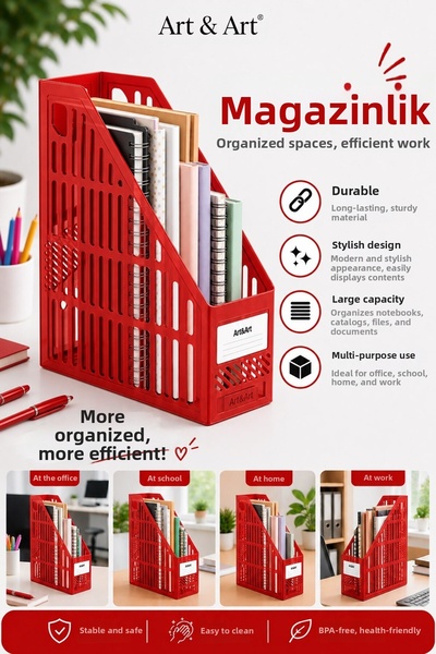 Art & Art حامل مجلات كراف 5200 باللون الأحمر