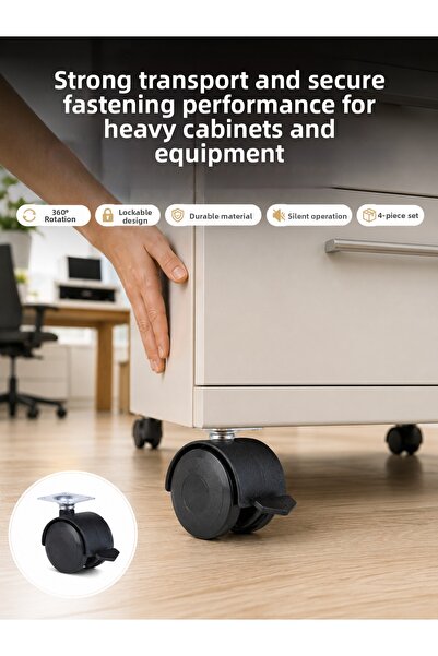 OtoTech Колелца за мебели със заключване, 6 см, комплект от 4 броя, лесен монтаж