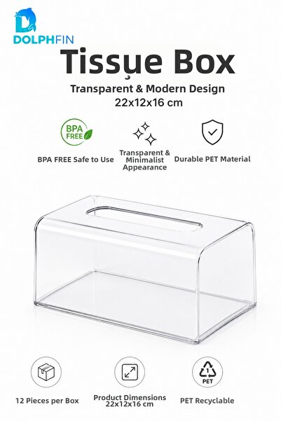 DolphFin Transparent Pet Napkin Holder Tissue Box Desktop Napkin Dispenser 22...