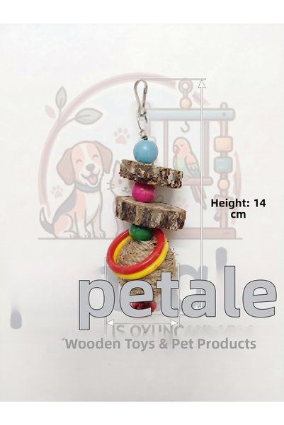 PetTale Wooden Bird Toy with Jute Rope - Jute Ball with Bell for Biting and Climbing