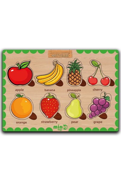 minİQ toys Wooden Turkish Vegetables and Fruits Set of 2 Educational Puzzle