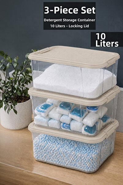 Meleni Home 3 τεμάχια 10Lt Organizer με κλειδωμένο καπάκι - Elora Organizer μ...