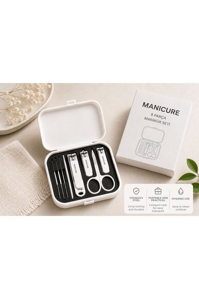 Unikit Manicure 8 Piece Professional Manicure Set – Portable, Travel Type Nail Care Set with Bag