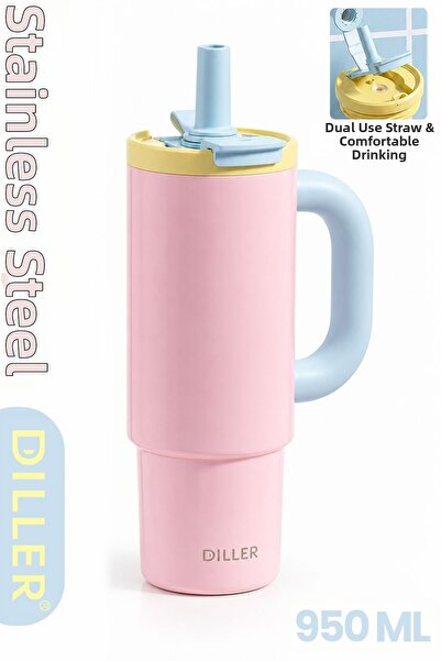 Vagonlife Diller Tumbler 950 ml Single Lid Dual Use Straw Comfortable Drinkin...