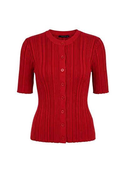 Trendyol Collection Red Cotton Ribbed Knitwear Blouse Twoaw27Bz00304