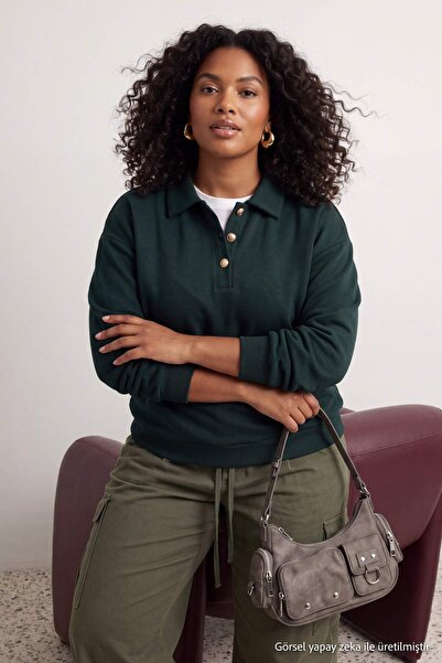 Trendyol Curve Green Dark Emerald Green Thessaloniki/Trikot Look Regular Fit ...