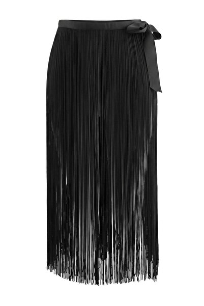 TRENDYOL SHOES Black Women's 70 cm Tassel Detailed Women's Belt