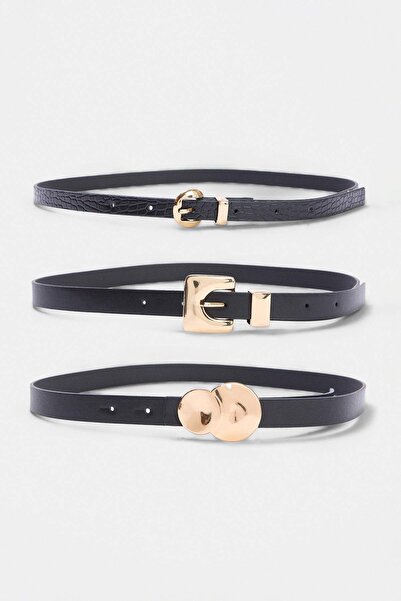 TRENDYOL SHOES Black 3-Piece Women's Set Belt