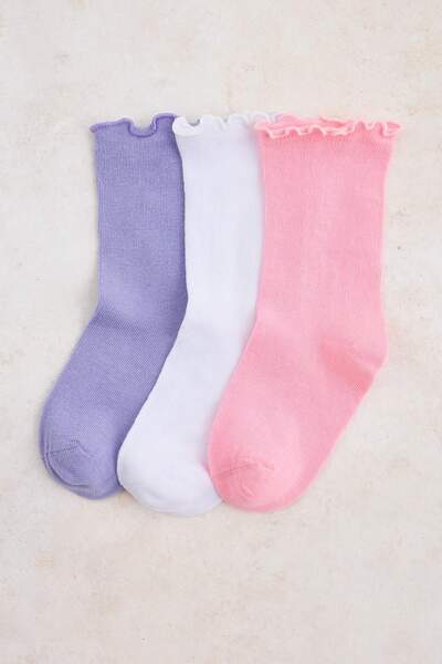 TRENDYOLKIDS Mehrfarbige 3-teilige Socken für Mädchen TKDAW27CO00013
