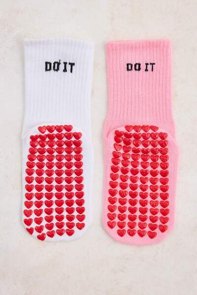 TRENDYOLKIDS Rosa-weiße 2-teilige Mädchensocken