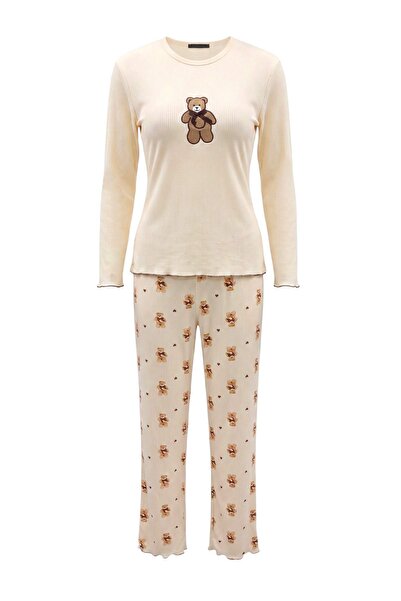 Trendyol Collection Ecru Animal Camisole Knitted Pajama Set Thmaw27Pt00231
