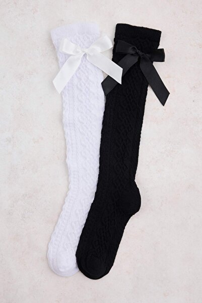 TRENDYOLKIDS Schwarz-weiße 2-teilige Mädchensocken
