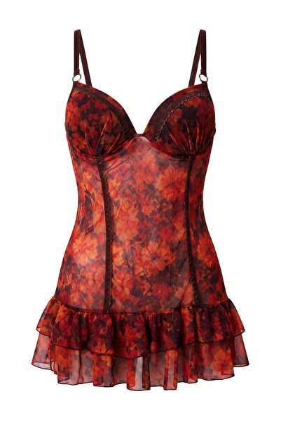 Trendyol Collection Red Tulle Plain Babydoll Thmaw27Ll00029