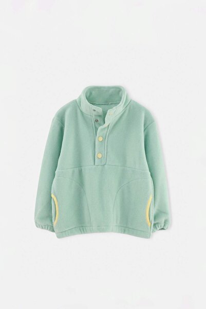 TRENDYOLKIDS Mint Plain Mint Polar Plush Unisex Kids Knitted Sweatshirt Tkdaw...