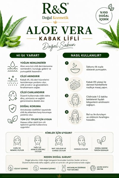 R&S Doğal Kozmetik Pumpkin Fiber Aloe Vera Soap – Natural Skin Care Soap with Moisturizing and Exfoliating Effects