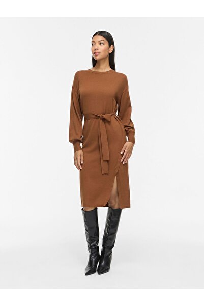 VILA Strickkleid Gürtel Midi