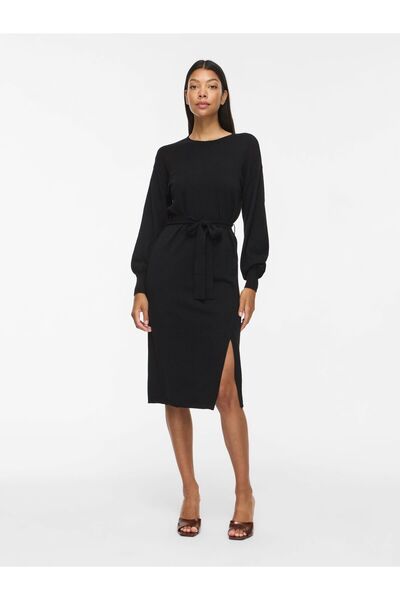 VILA Strickkleid Gürtel Midi