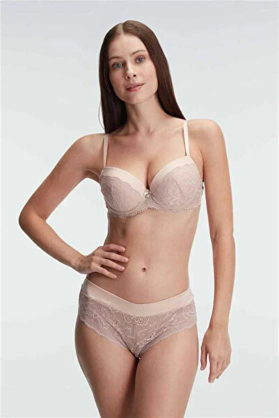 SS HOME CONCEPT Supported Underwire Covered Lace Detailed Bra Slip Underwear Set