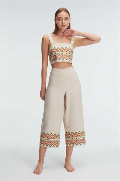 SS HOME CONCEPT Strappy Hollow Out U-Neck Geometric Summer Long Embroidery De...