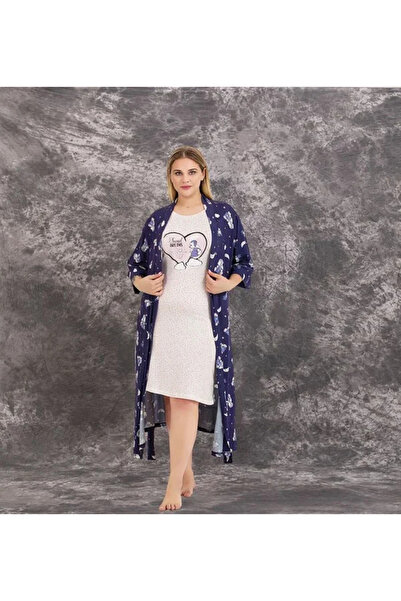 SS HOME CONCEPT Plus size sweet dreams printed viscose nightgown and robe set...