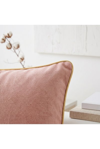 Bc Home غطاء وسادة وردي اللون من داستي روز، مع حواف ذهبية اللون، ملمس ناعم، قطعة واحدة