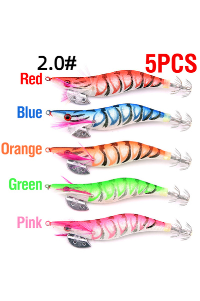 Choice 2.0 5 Pcs Fishing Lure 8cm/10cm/12cm Luminous Squid Jig Fishing Wood S...