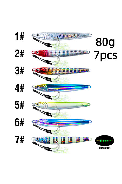 Choice 80g 7Pcs 40g 60g 80g 100g Luminous Fast Jigging Casting Lure 7Colors F...