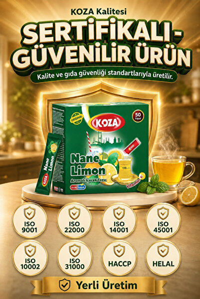 Koza Gurmelerin Seçimi Pratik Lezzet Mentollü Nane Limon Aromalı Tek İçimlik Premium İçecek Tozu 50 Stick
