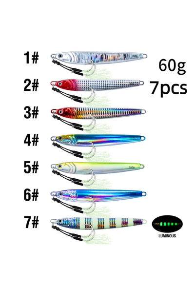 Choice 60g 7Pcs 40g 60g 80g 100g Luminous Fast Jigging Casting Lure 7Colors F...