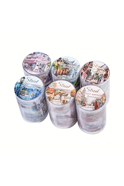 Choice 6 rolls 6Pieces 6cm×200cm Corner Travel Series SceneryPETDie-Cutting T...