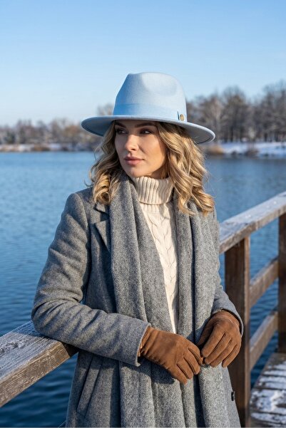 Mollycrush Women's Winter Fedora Hat Blue Color |   Vintage Bohemian Style Fe...