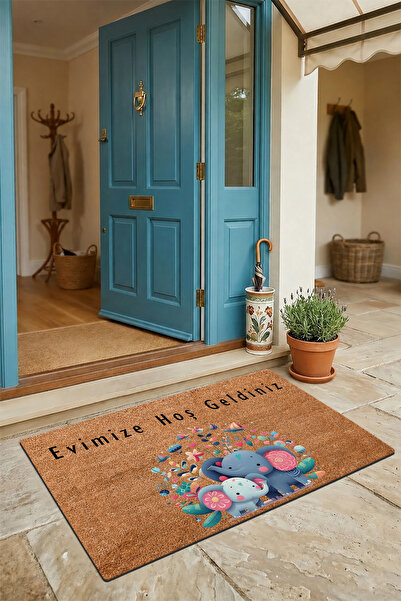 Valerine Life Cute Baby Elephants and Flowers Welcome to Our Home Door Mat 45...
