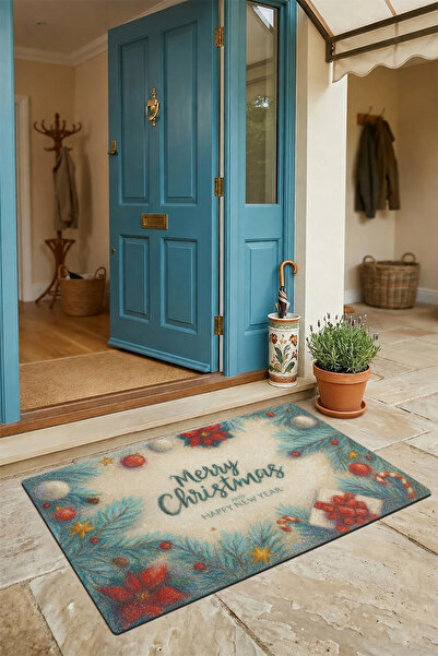 Valerine Life Chalk Drawing New Year Christmas Pine Tree Welcome Doormat 45X70Cm