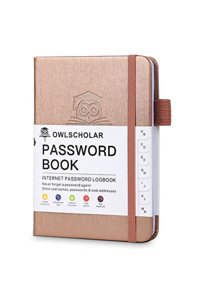choice2 A6 Rose Gold Password Keeper Book with Alphabetical Tabs，Small Passwo...